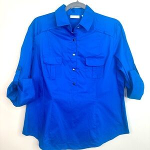 Women's Classic Button-Front Blouse - Blue